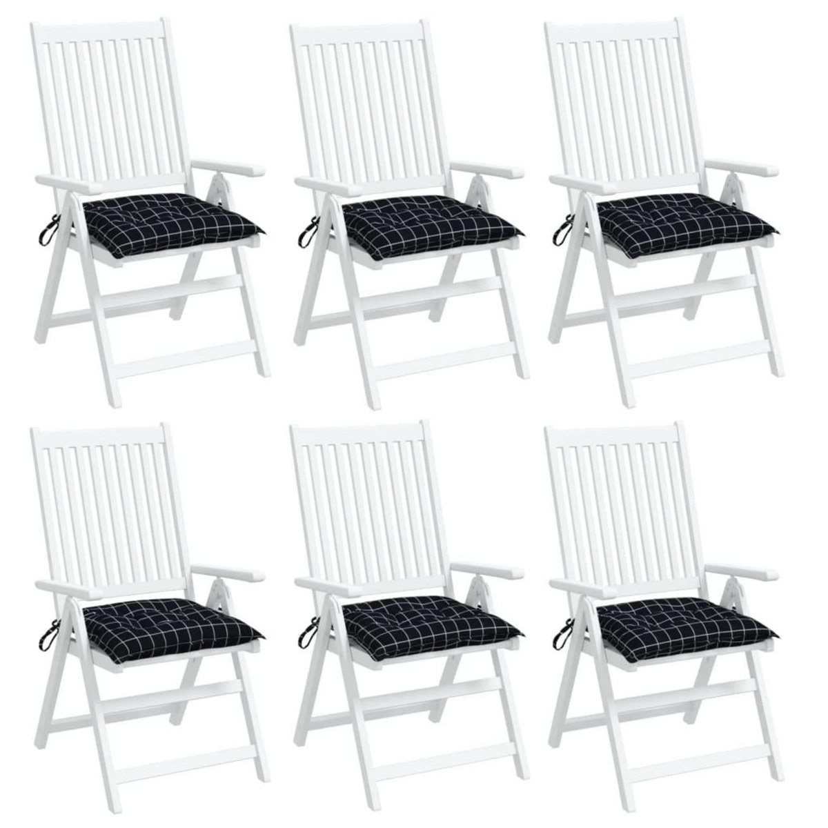 VIDAXL Coussins de chaise lot de 6 carreaux noir 50x50x7 cm