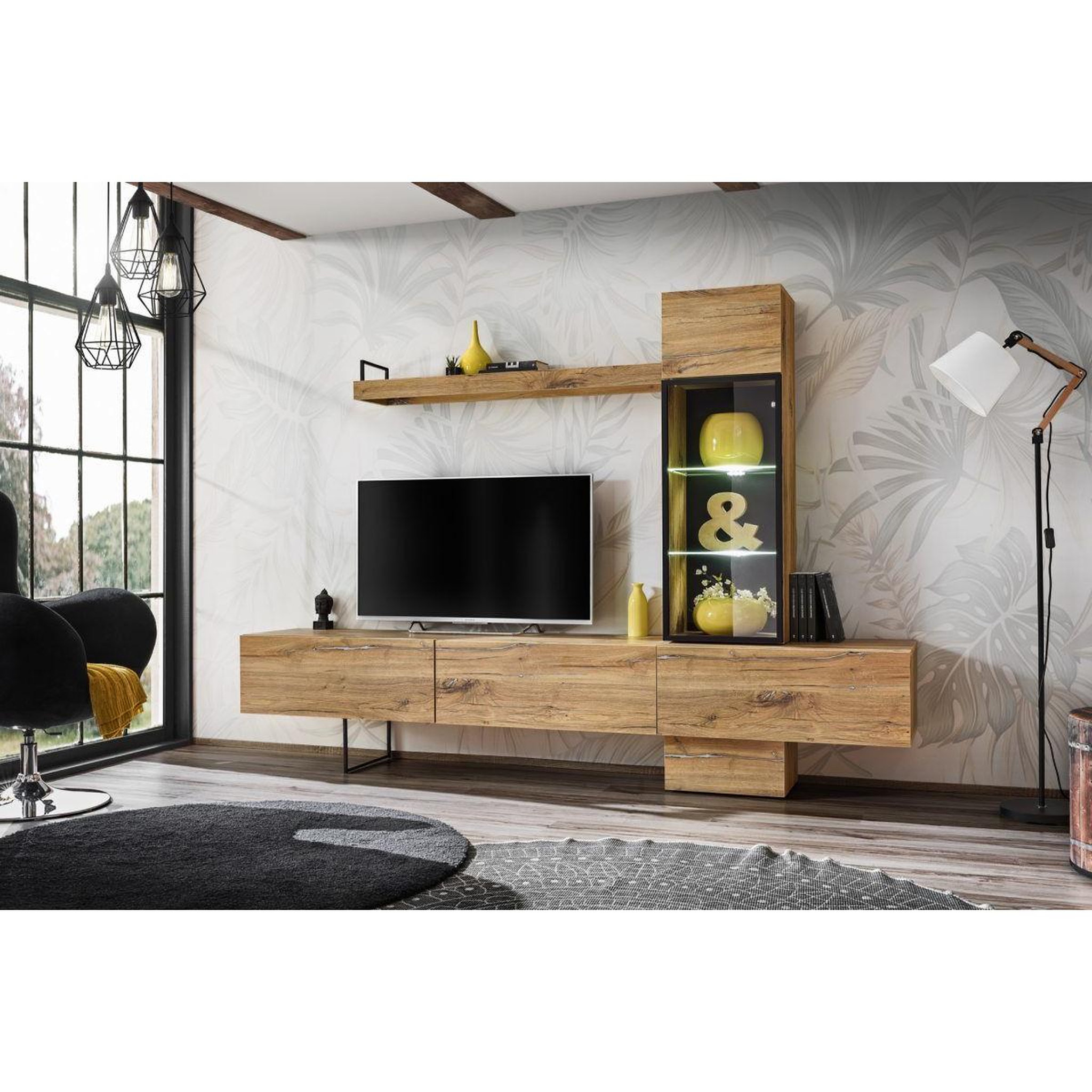 Voir la diapositive 2 : Paris Prix Ensemble meuble tv design  rise  240cm chêne
