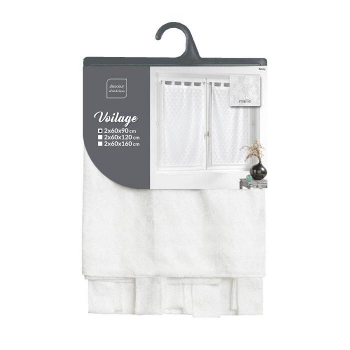 Paris Prix Paire de Voilages Maille  Fanny  60x90cm Blanc