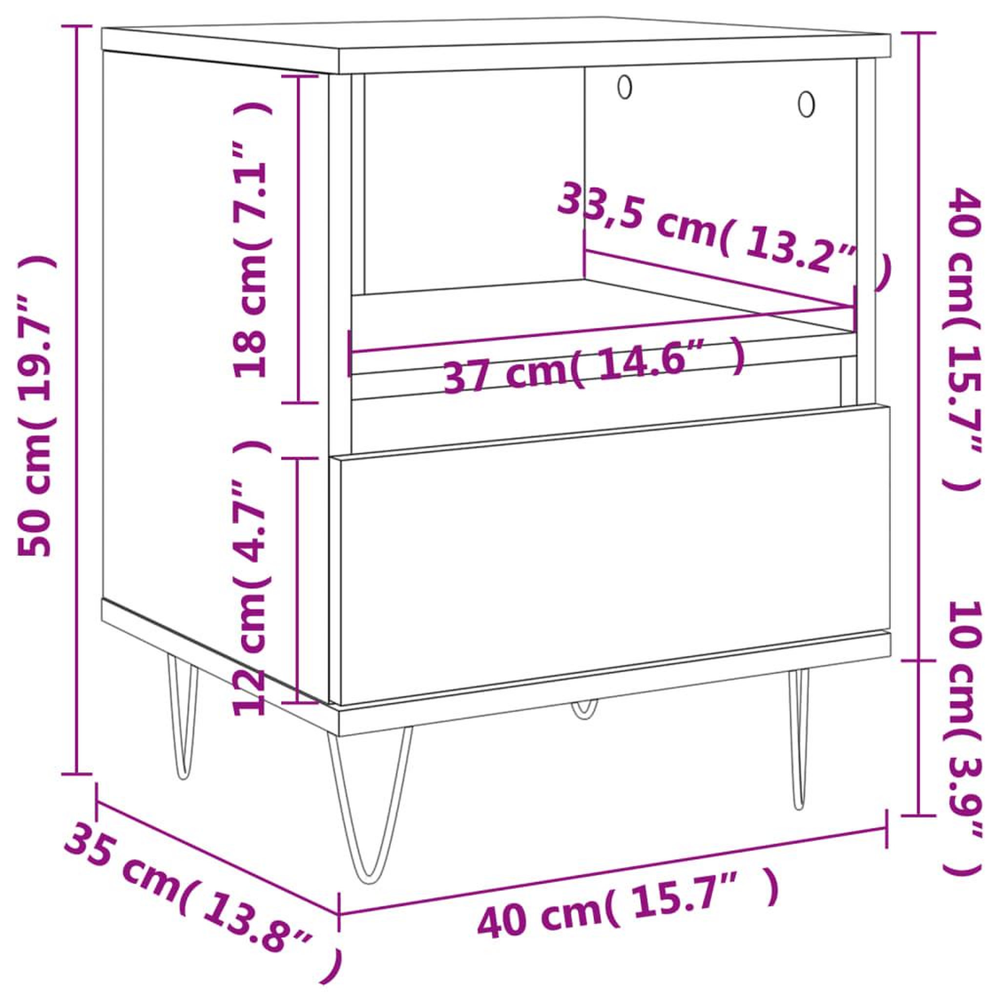 Voir la diapositive 6 : VIDAXL Table de chevet sonoma gris 40x35x50 cm bois d'ingenierie