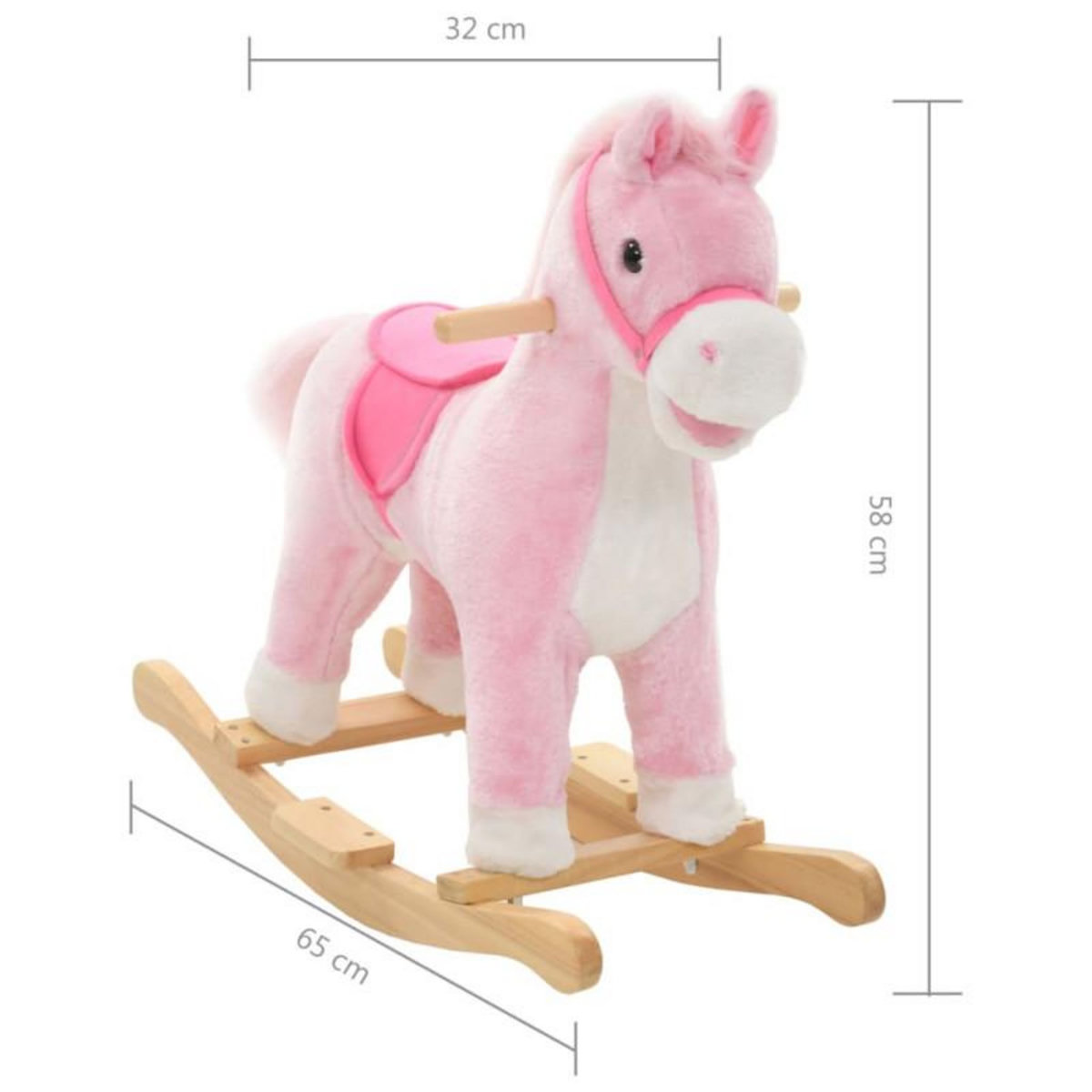 VIDAXL Cheval à bascule Peluche 65x32x58 cm Rose