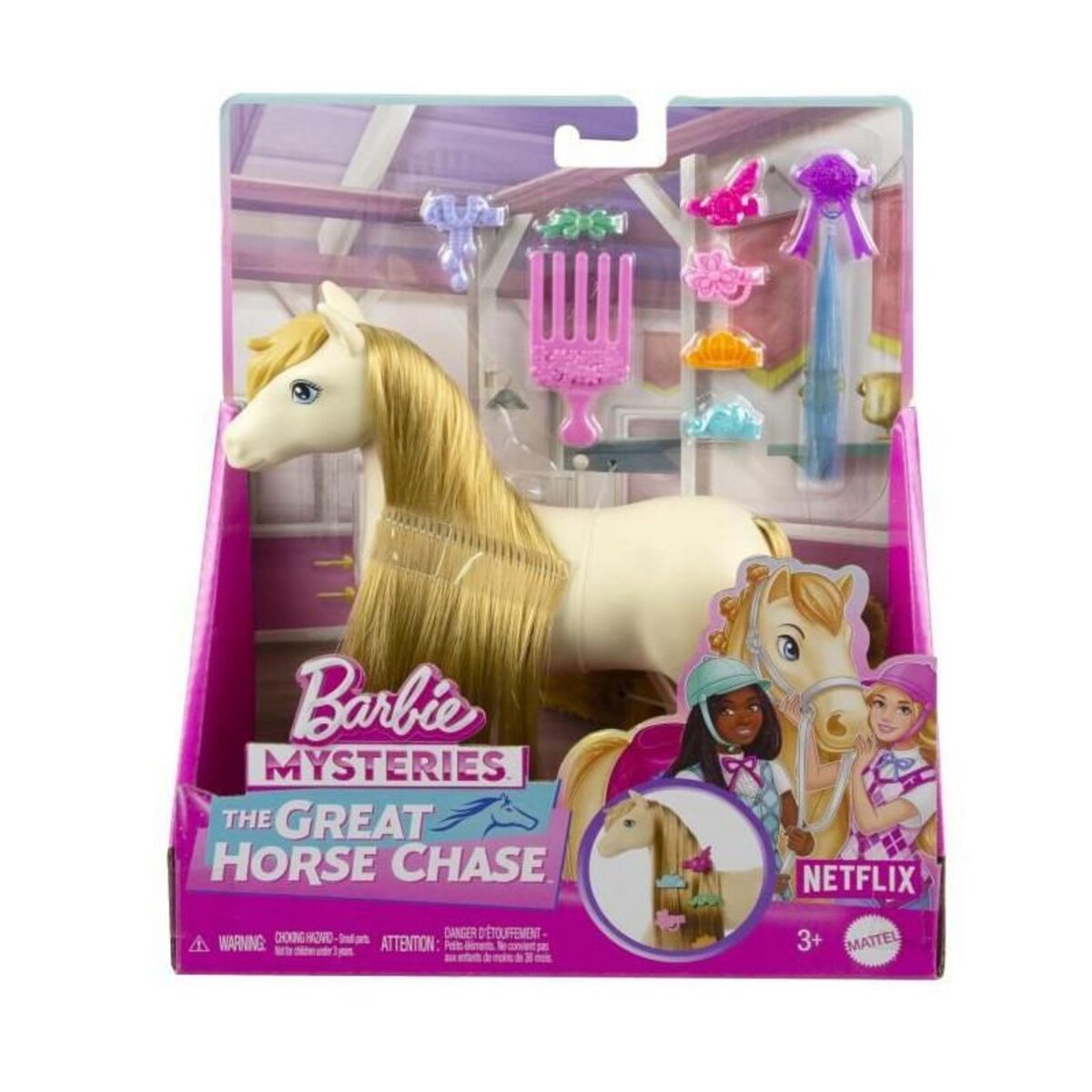 BARBIE Barbie – Barbie Mysteries : The Great Horse Chase-Poney et accessoires HXJ36