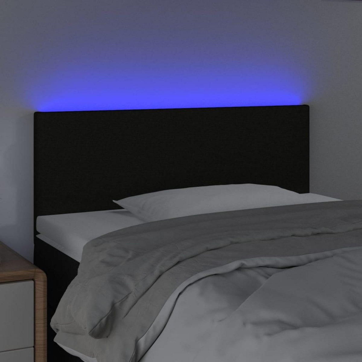 VIDAXL Tete de lit a LED Noir 100x5x78/88 cm Tissu