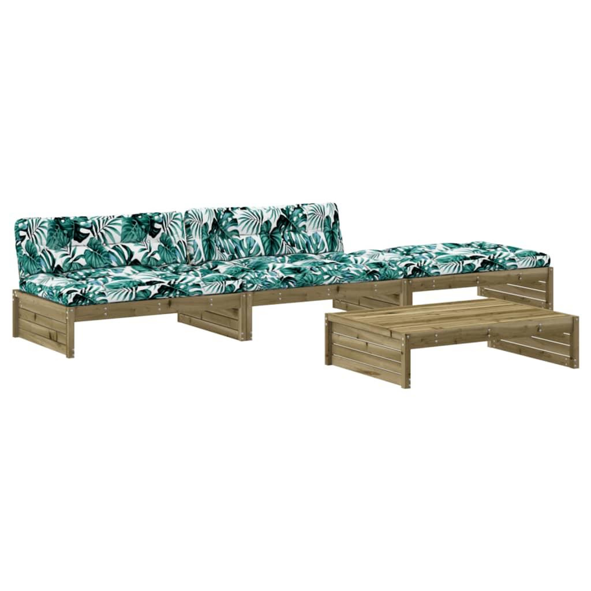 Voir la diapositive 2 : VIDAXL Salon de jardin 4 pcs avec coussins bois de pin impregne