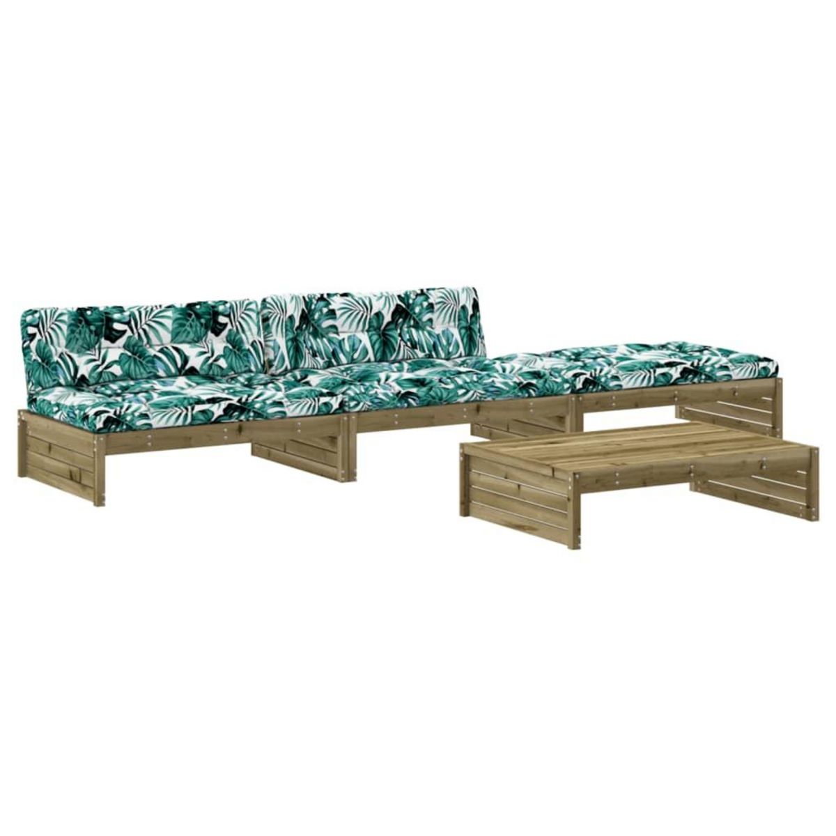 VIDAXL Salon de jardin 4 pcs avec coussins bois de pin impregne