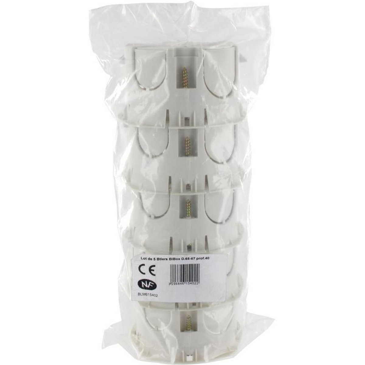 BLM Lot de 5 boîtes encastrée bibox diamètre 65-67mm profondeur 40mm à vis