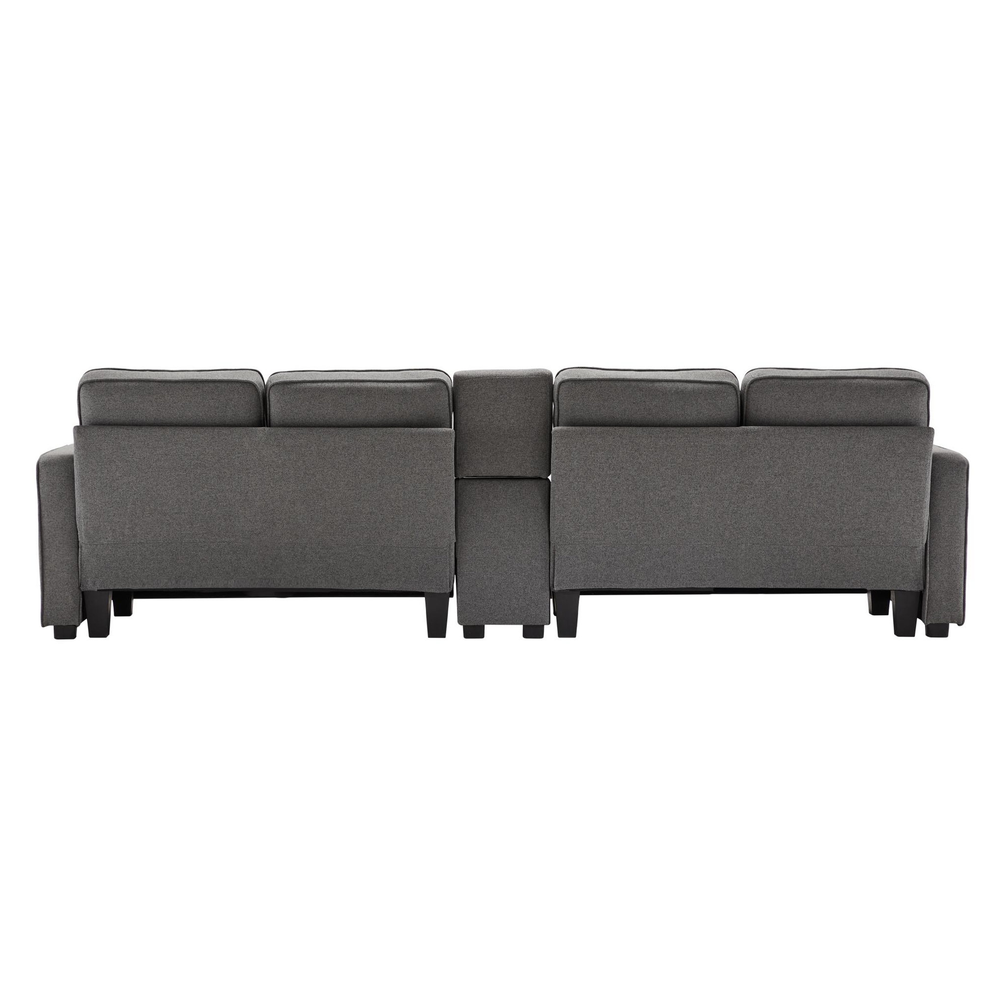 Voir la diapositive 5 : MERAX Canapé 4 Places Fixe Lin Avec 2 Porte-gobelets, 2 Ports USB