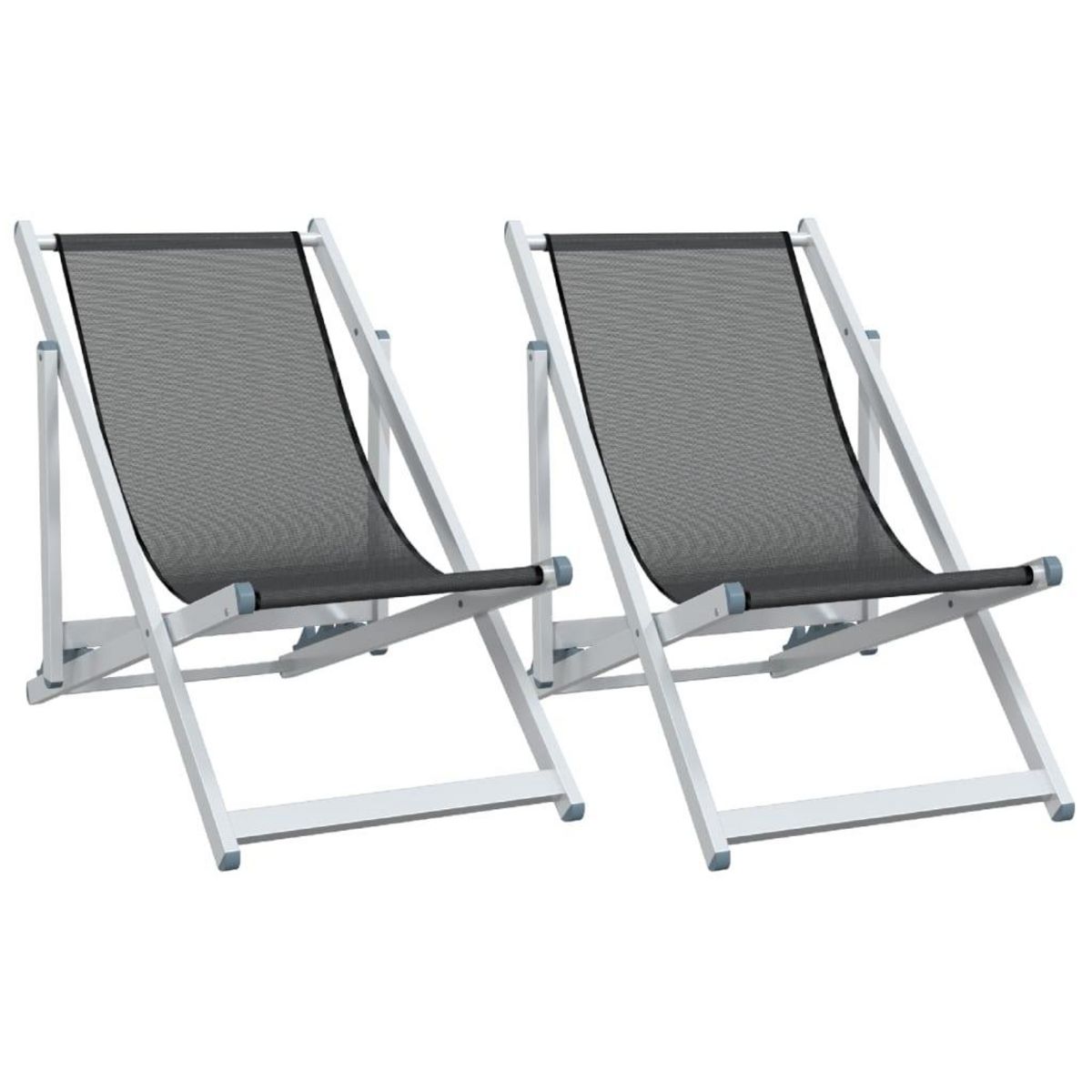 VIDAXL Chaises de plage pliantes lot de 2 gris aluminium et textilene