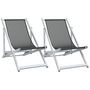 Voir la diapositive 2 : VIDAXL Chaises de plage pliantes lot de 2 gris aluminium et textilene