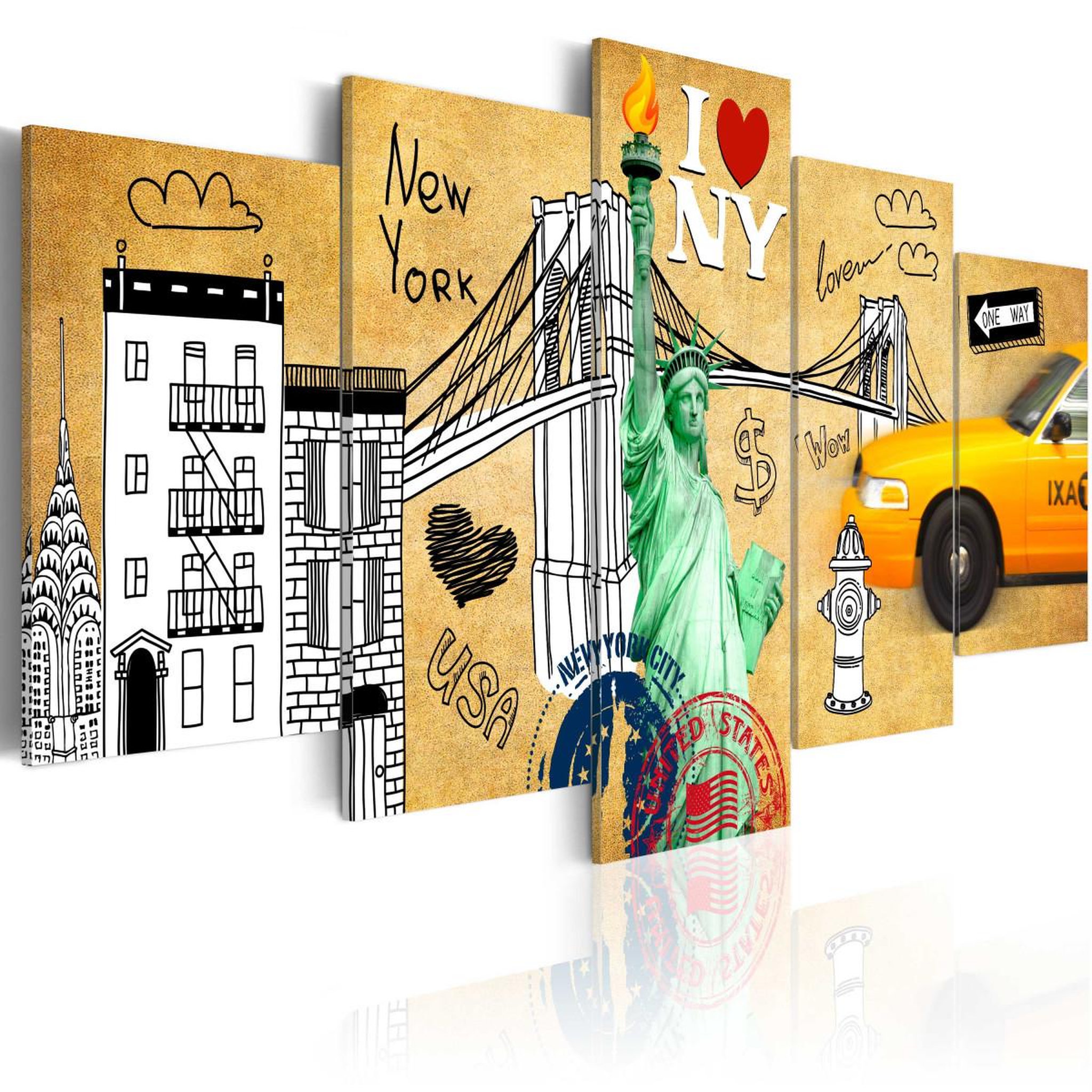 Paris Prix Tableau imprimé  i love new jork city. Coloris disponibles : Multicolore
