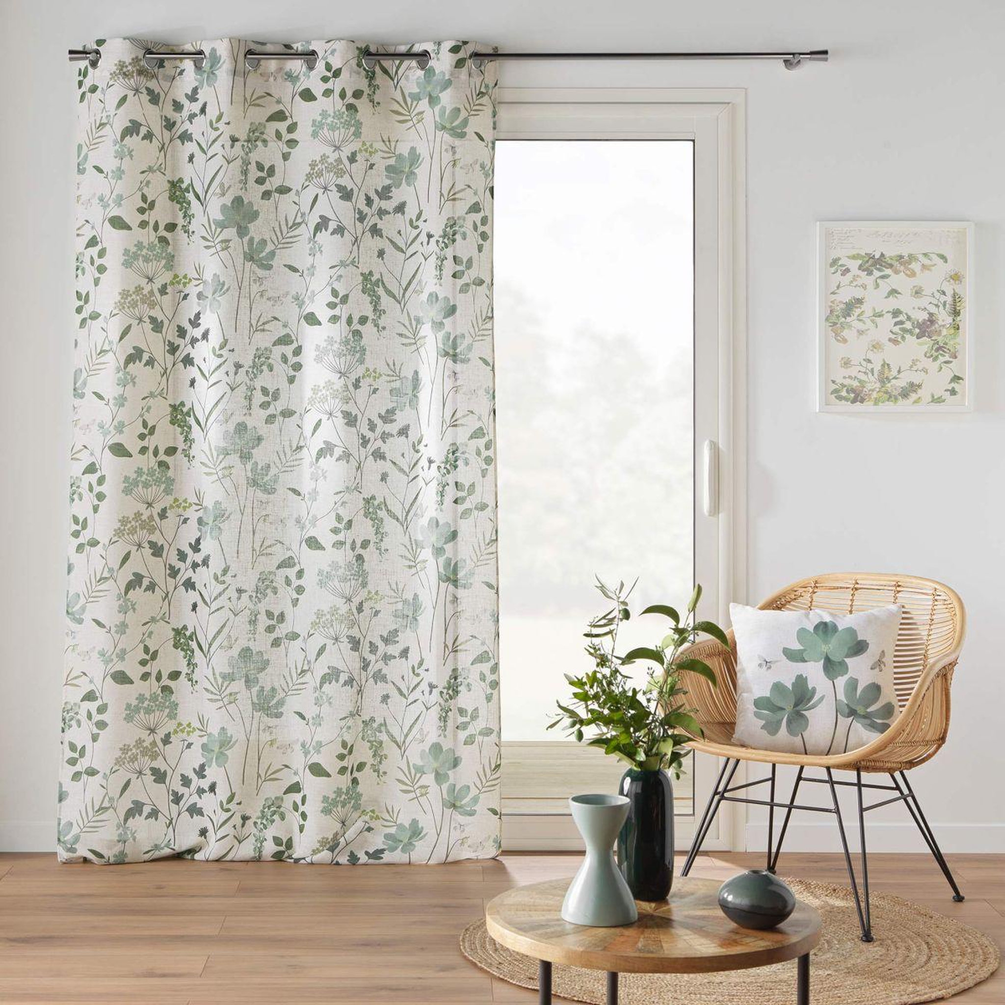 Voir la diapositive 4 : Douceur d'Intérieur Coussin déco imprimé  palmiflore  45x45cm vert
