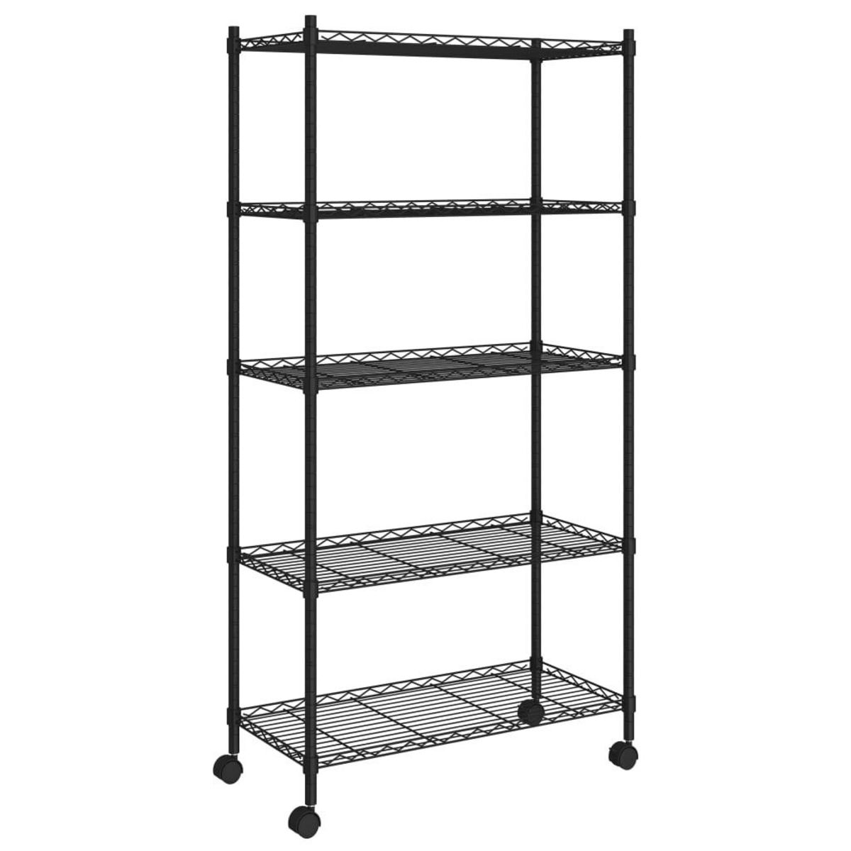 VIDAXL Etagere de rangement 5 niveaux roues 75x35x155 cm Noir 250 kg
