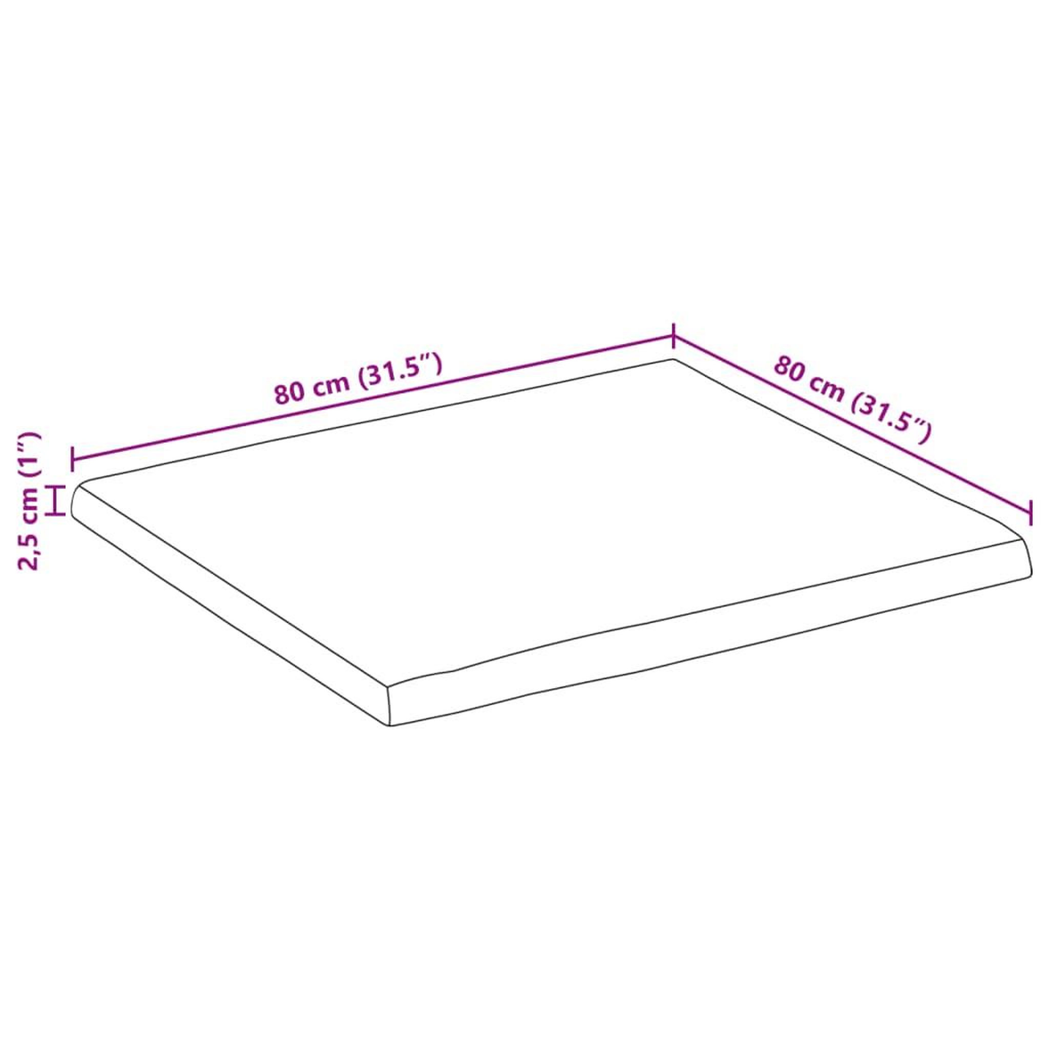 Voir la diapositive 6 : VIDAXL Dessus de table 80x80x2,5 cm bord vivant bois massif manguier