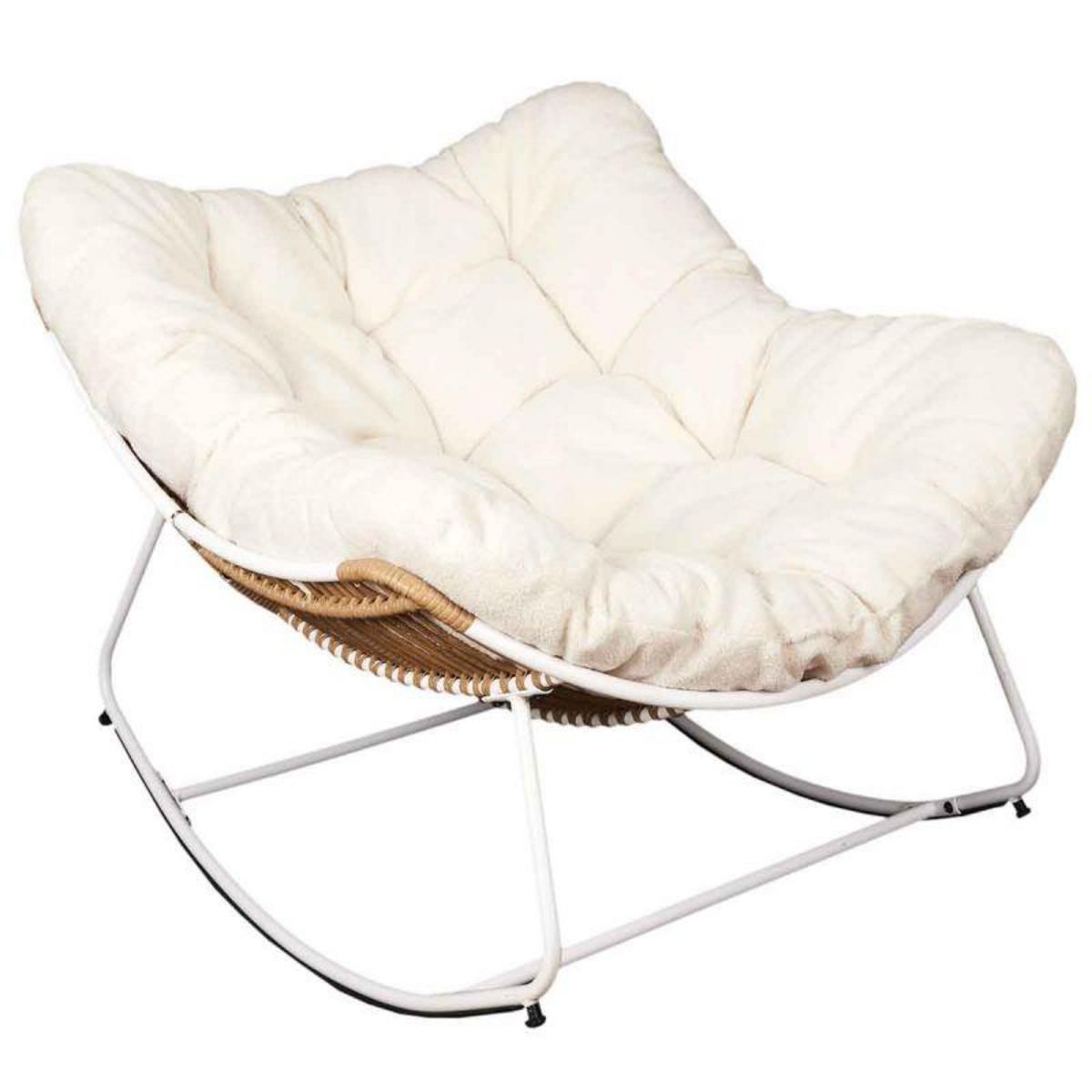 Paris Prix Fauteuil Design  Odin  110cm Naturel & Blanc