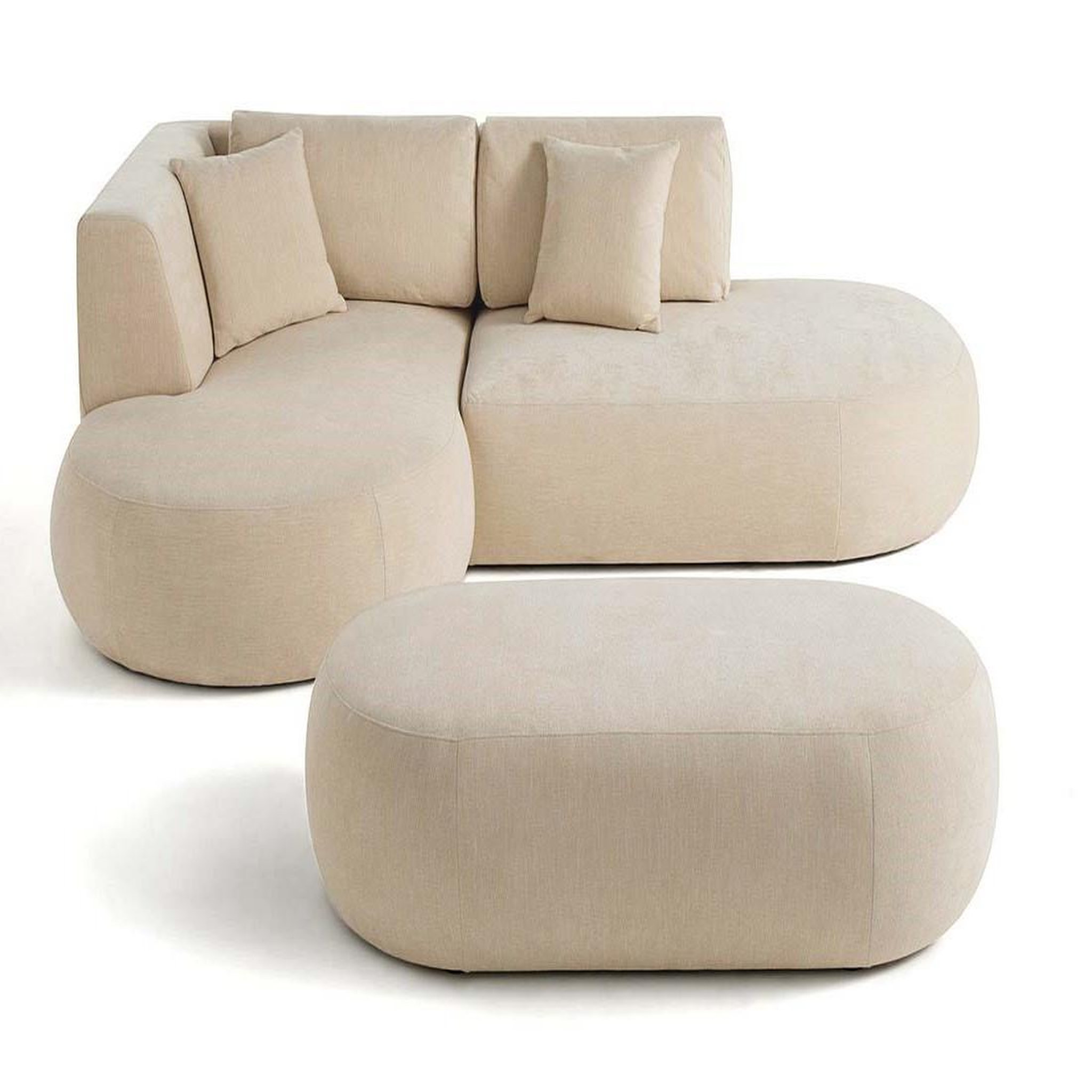 Voir la diapositive 3 : LISA DESIGN Santorini - canapé modulable d'angle gauche + pouf - 4 places - en tissu texturé