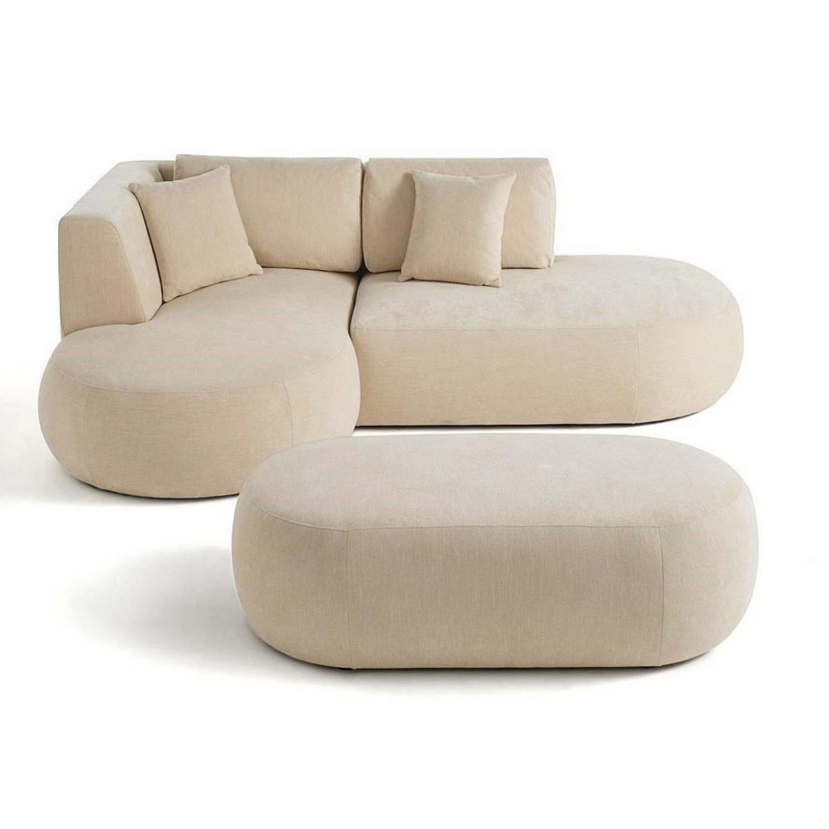 LISA DESIGN Santorini - canapé modulable d'angle gauche + pouf - 4 places - en tissu texturé