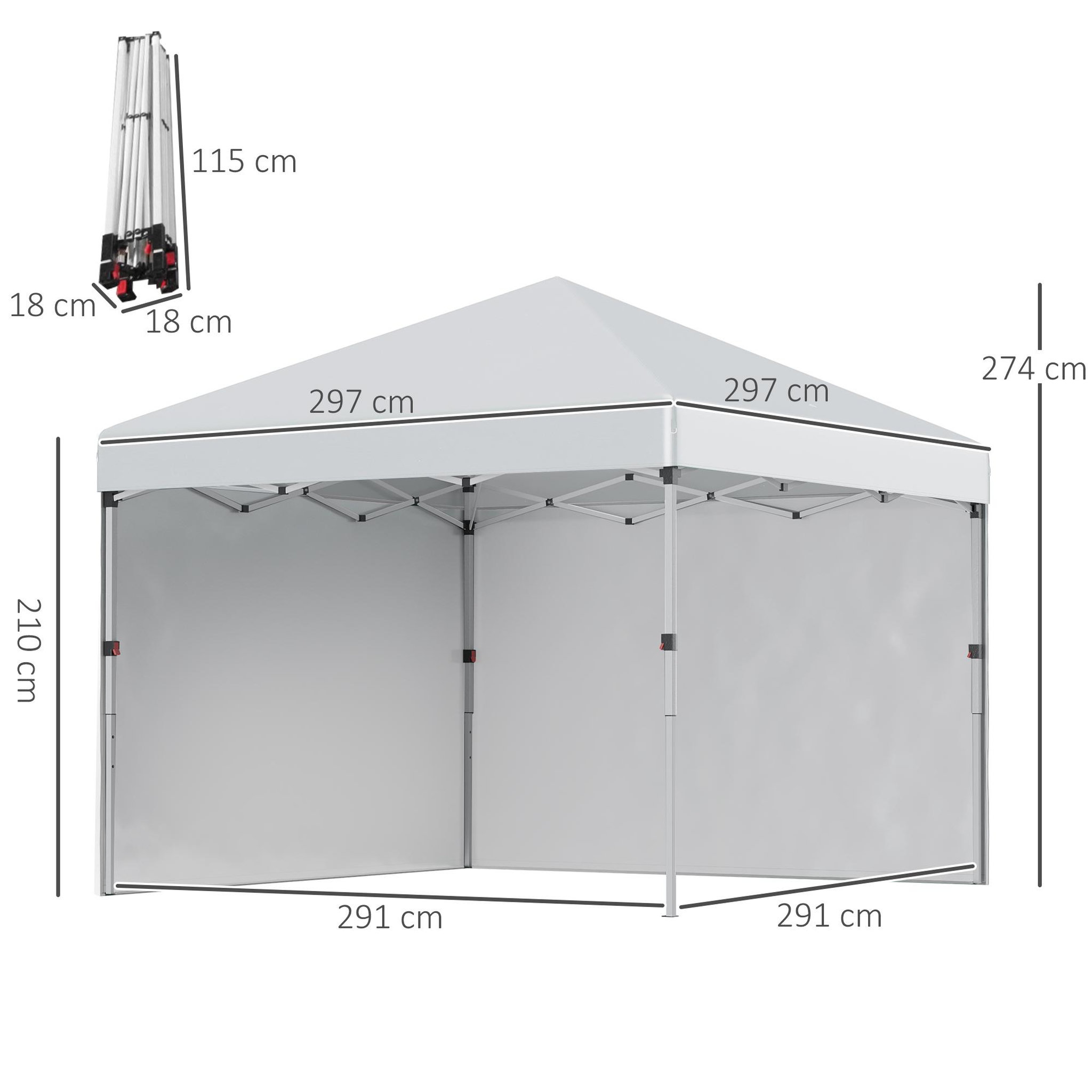 Voir la diapositive 3 : OUTSUNNY Tonnelle barnum pop-up UV 30+ lestage sac transport inclus gris