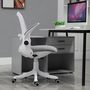 Voir la diapositive 4 : VINSETTO Vinsetto Chaise de bureau tissu lin hauteur réglable pivotante 360° accoudoirs relevables support lombaires réglable gris