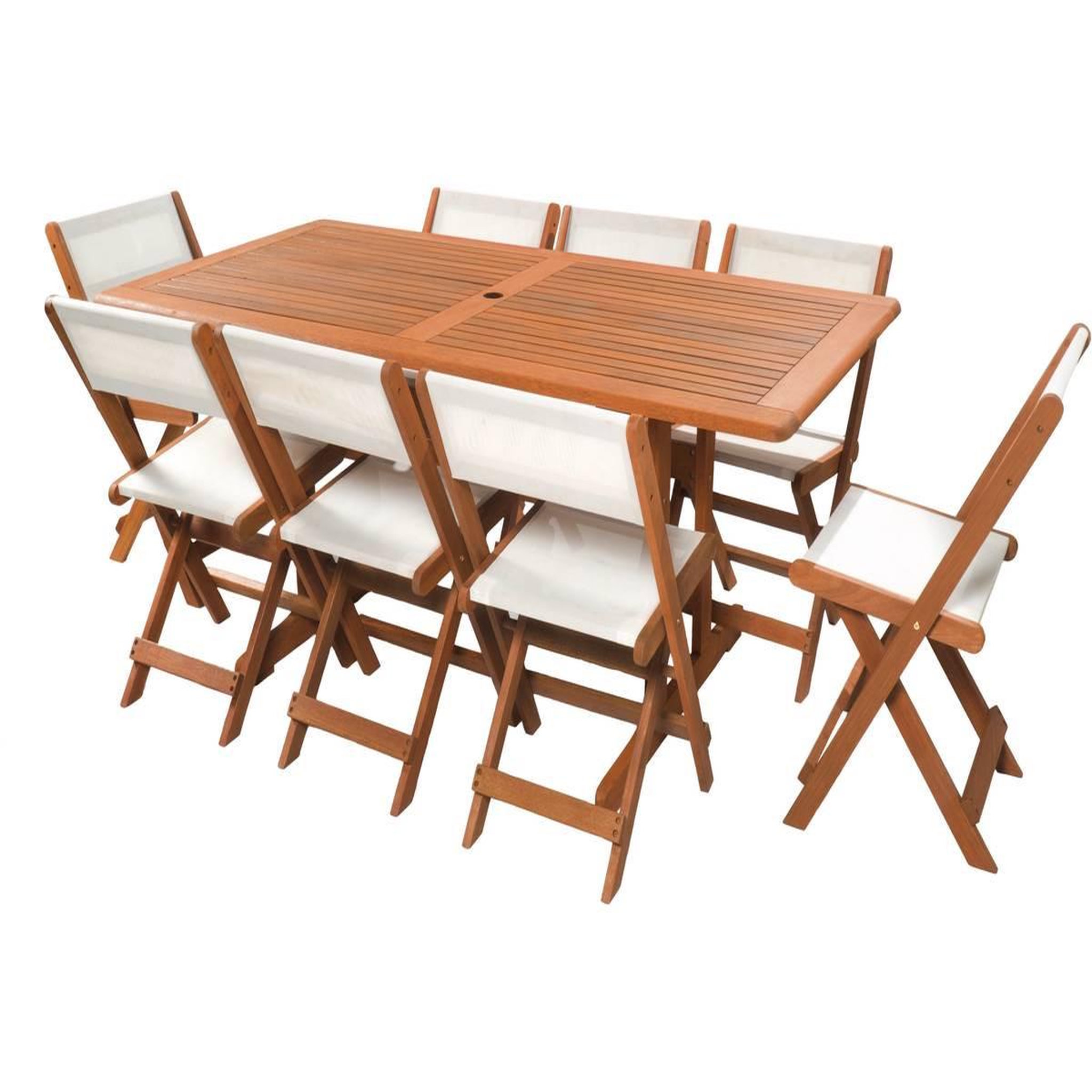 Habitat et Jardin Salon de jardin repas  séoul  - 1 table + 8 chaises - maple - beige