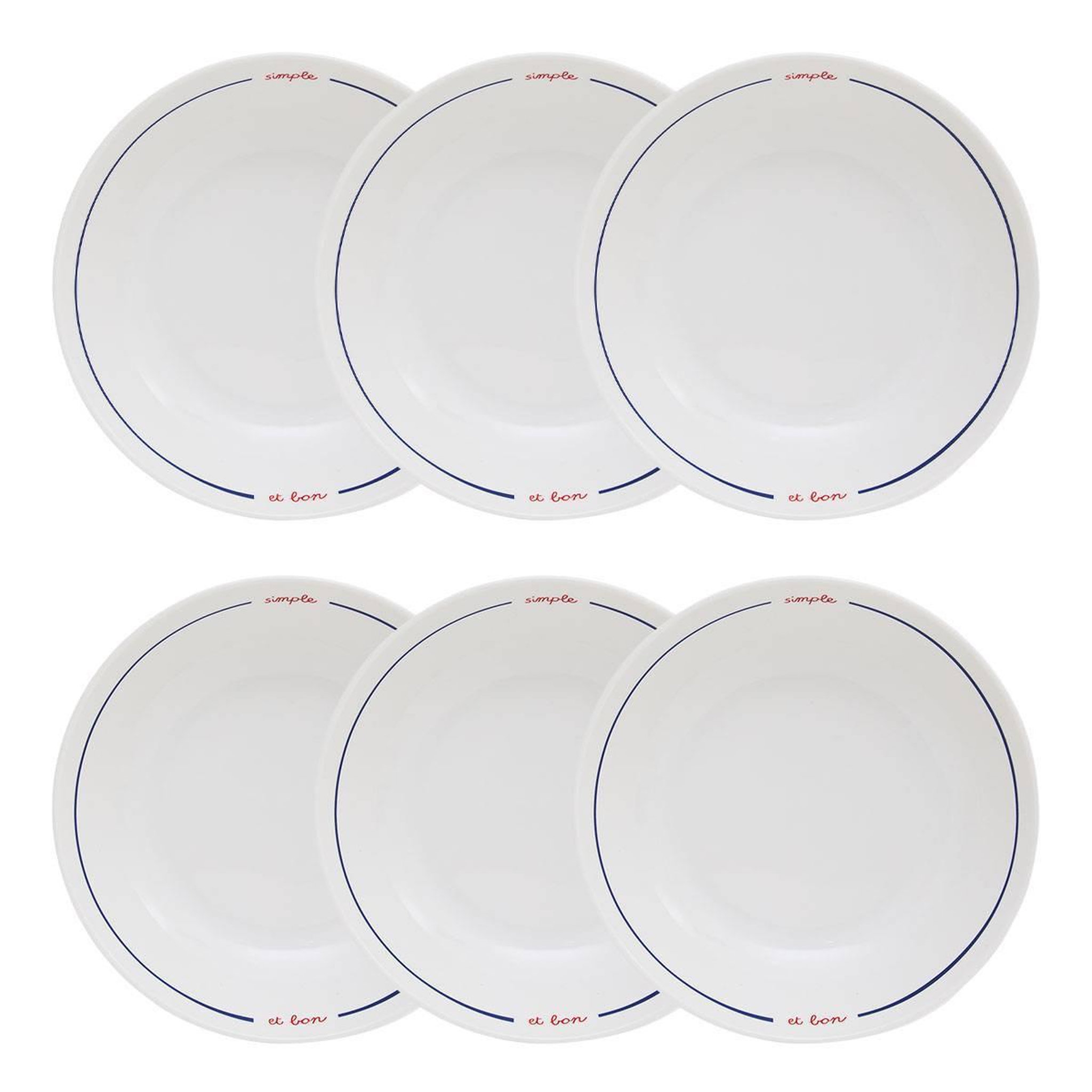 SECRET DE GOURMET Lot de 6 Assiettes Creuses  Fra  20cm Bleu