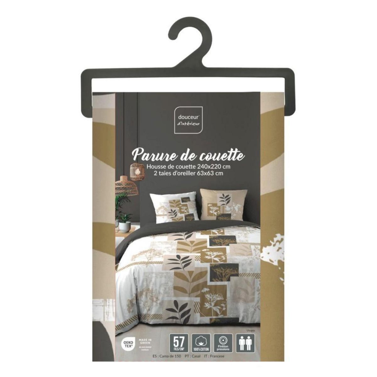 Douceur d'Intérieur Housse de couette 240x220 + 2 taies UTOPIE 100% coton 57fils