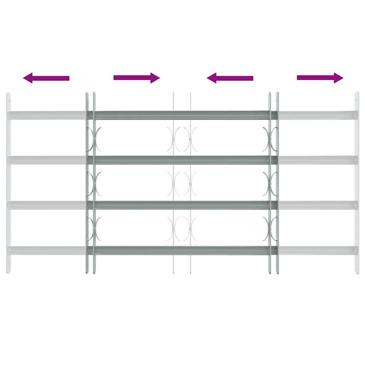 VIDAXL Grille reglable de securite de fenetres et 4 barres 700-1050 mm