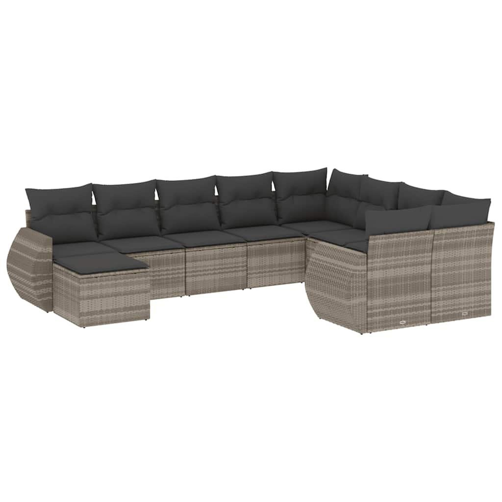 Voir la diapositive 2 : VIDAXL Salon de jardin avec coussins 10 pcs gris clair resine tressee