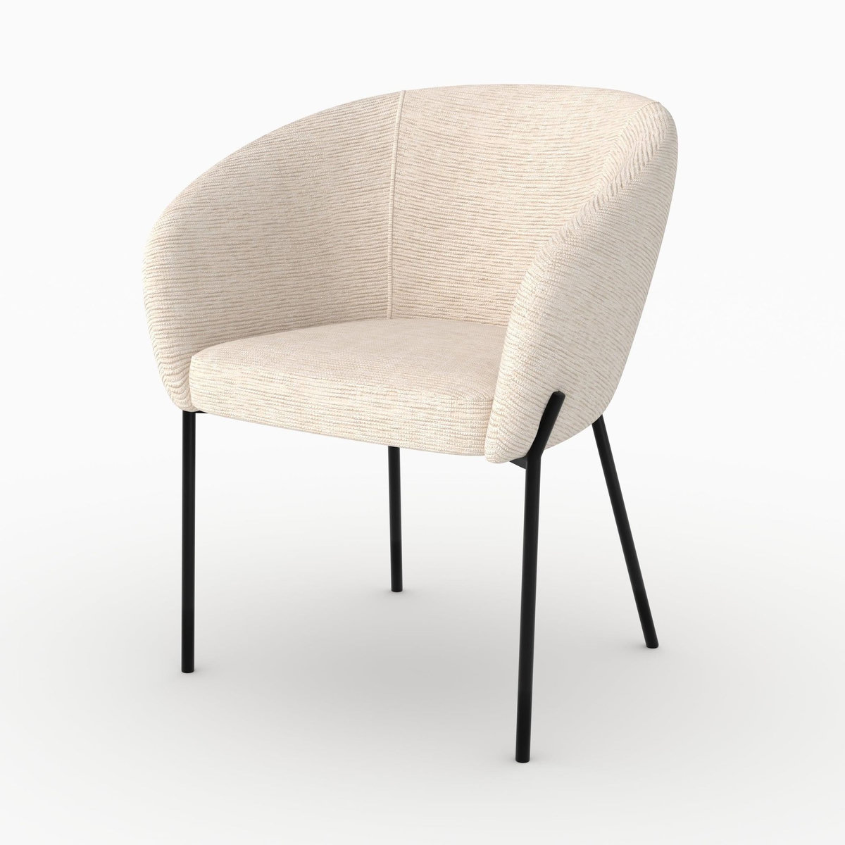 Rendez vous déco Chaise en tissu blanc chiné et pieds en métal noir-Andy