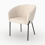 Rendez vous déco Chaise en tissu blanc chiné et pieds en métal noir-Andy