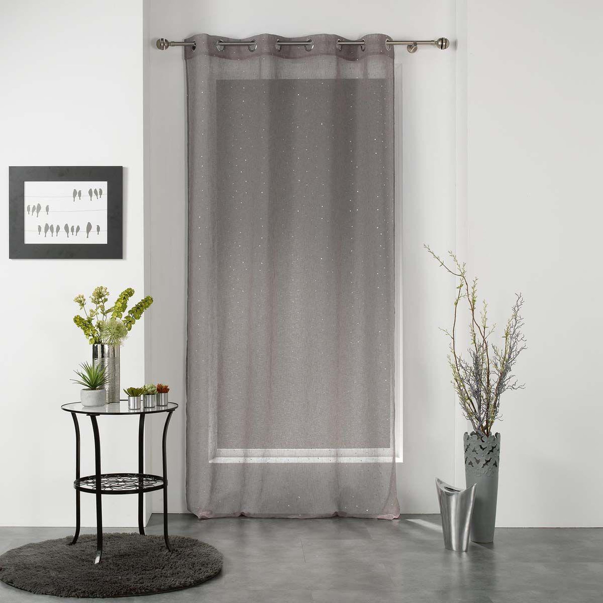 Douceur d'Intérieur Rideau voilage à oeillets  elea  140x240cm gris & argent