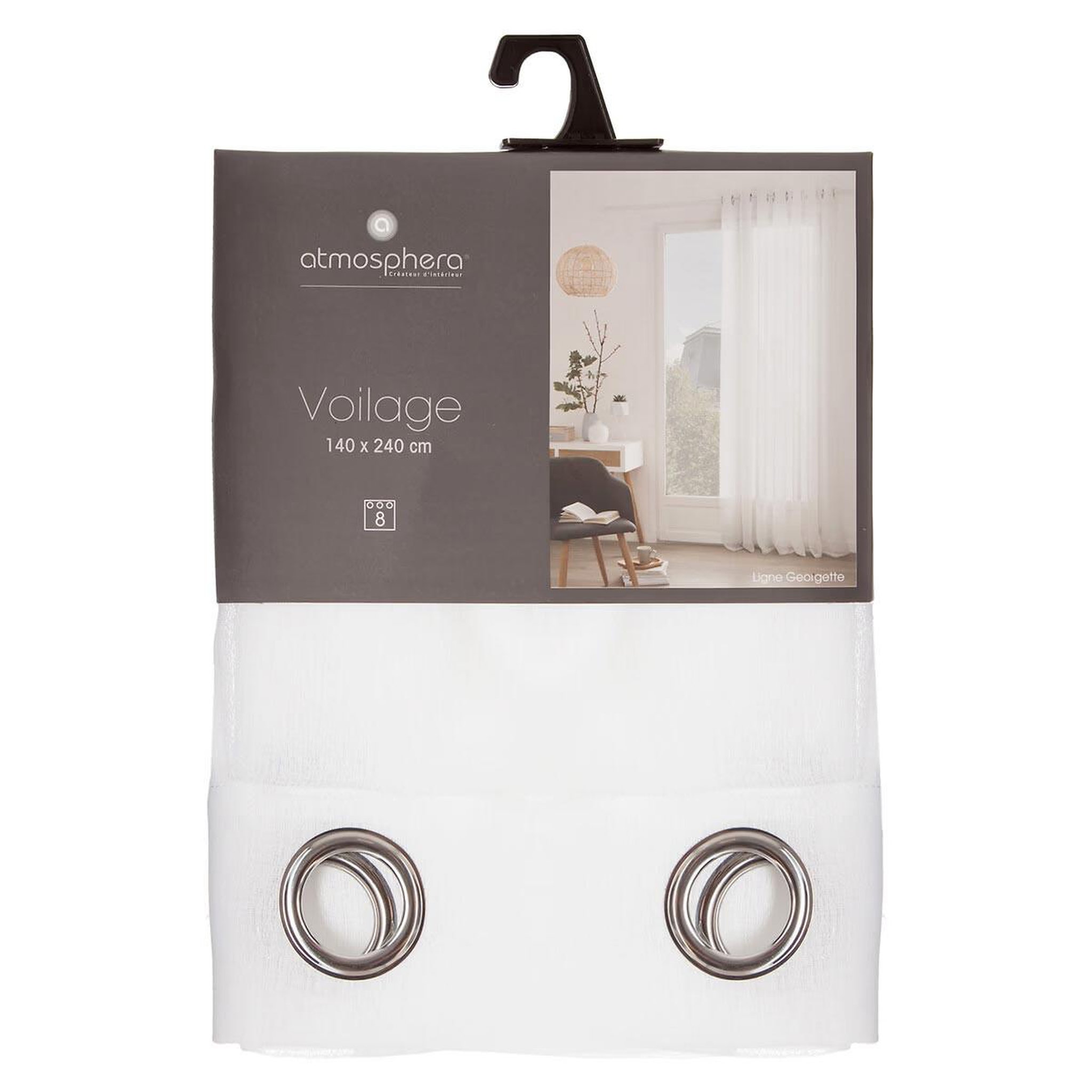 Voir la diapositive 4 : ATMOSPHERA Rideau voilage  georgette  140x240cm blanc