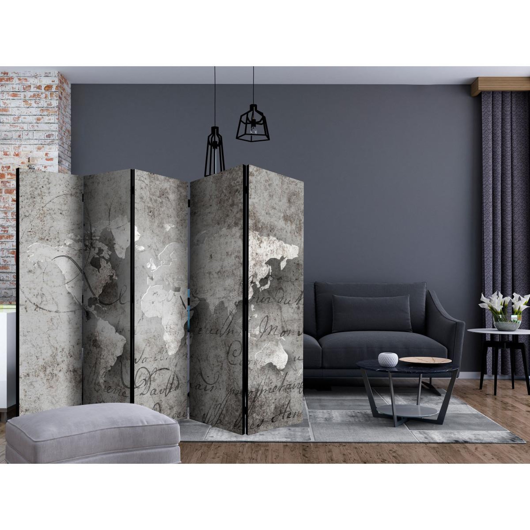 Voir la diapositive 2 : Paris Prix Paravent 5 volets  map & letter  172x225cm