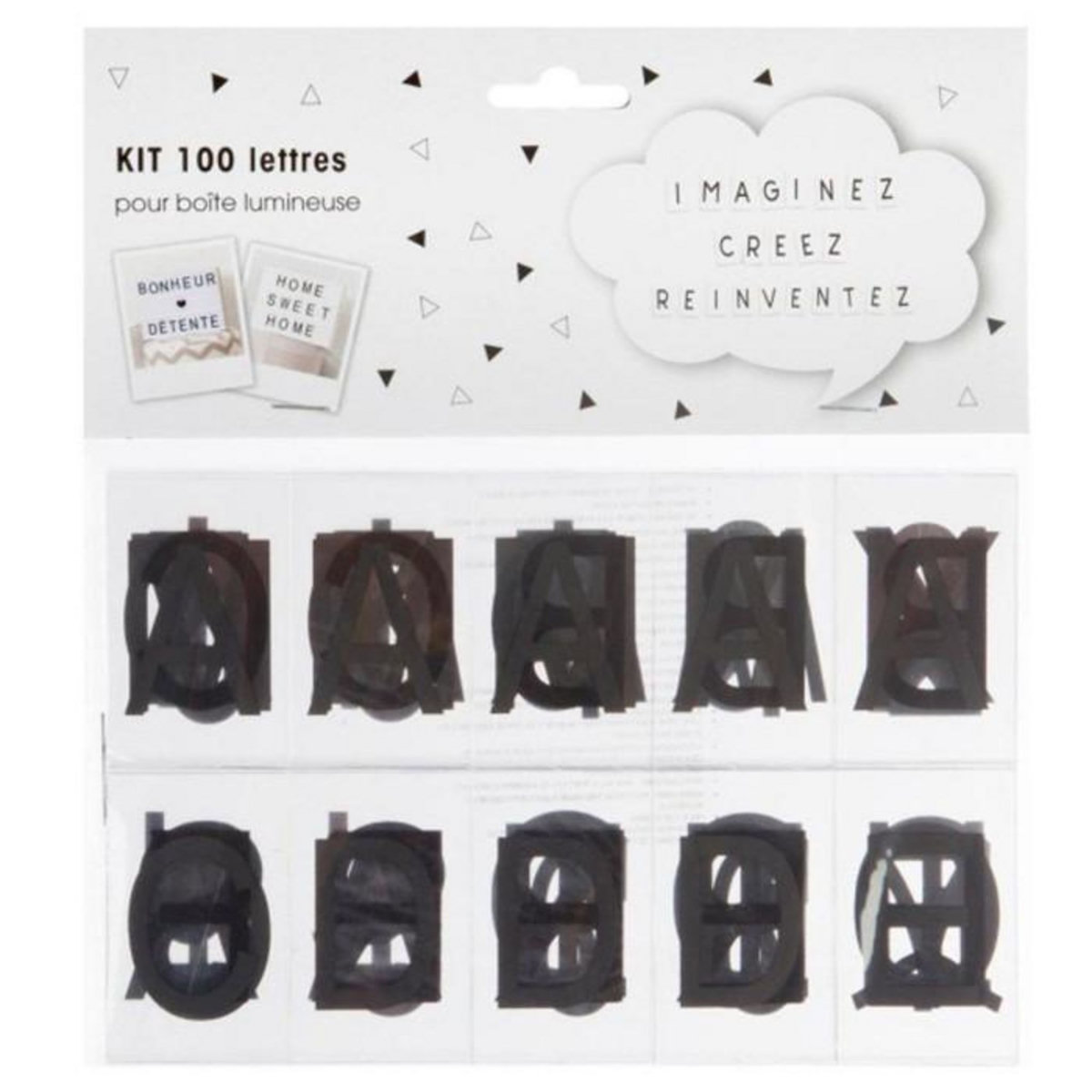 ATMOSPHERA Lot de 100 Lettres pour Boîte Lumineuse 6cm Noir