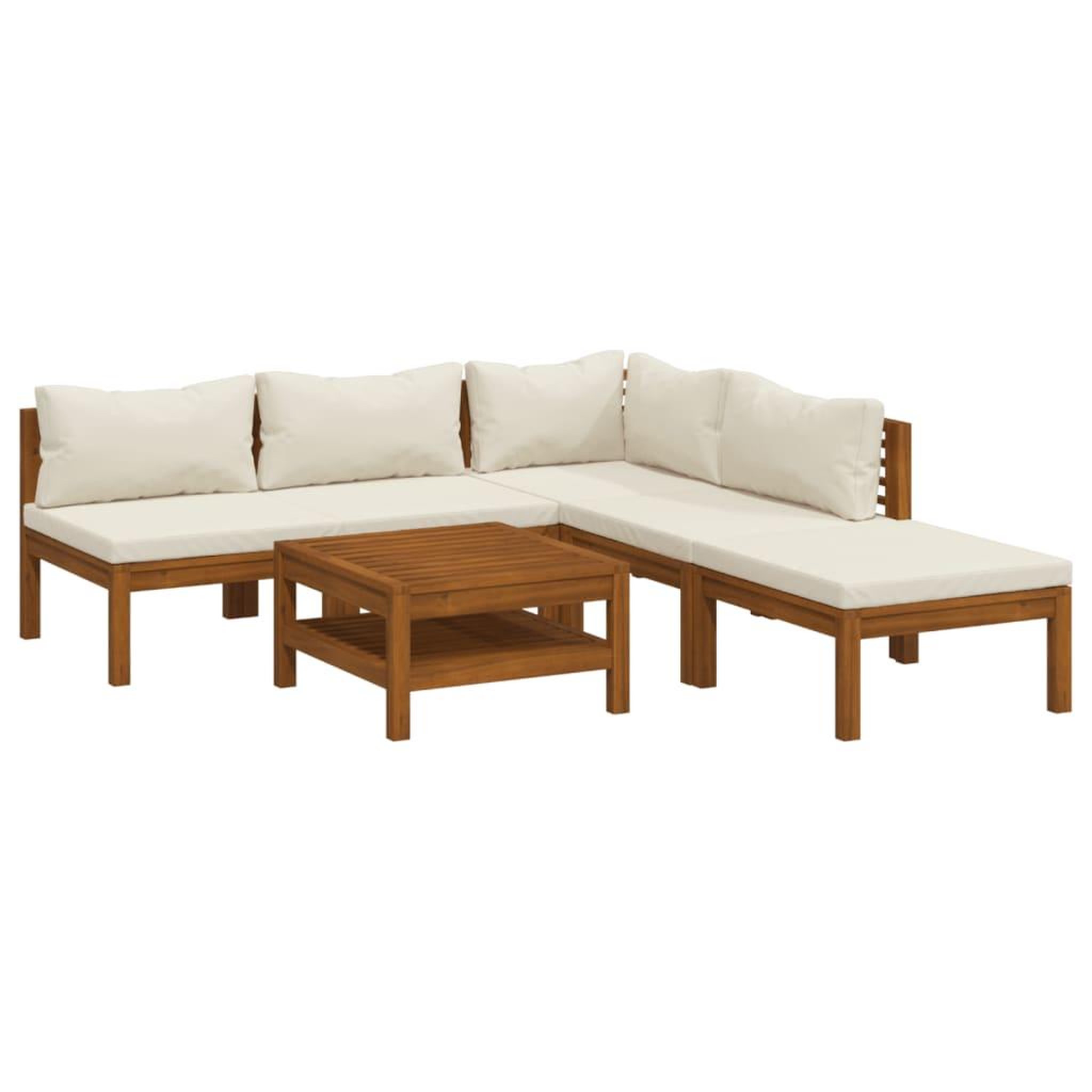 Voir la diapositive 2 : VIDAXL Salon de jardin 6 pcs avec coussin creme Bois d'acacia solide