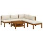 Voir la diapositive 2 : VIDAXL Salon de jardin 6 pcs avec coussin creme Bois d'acacia solide