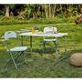 Voir la diapositive 2 : MARKET24 Table de réception pliante - 4 personnes - 122 cm - Structure en acier et Plateau en Polyéthylene PEHD - Blanc