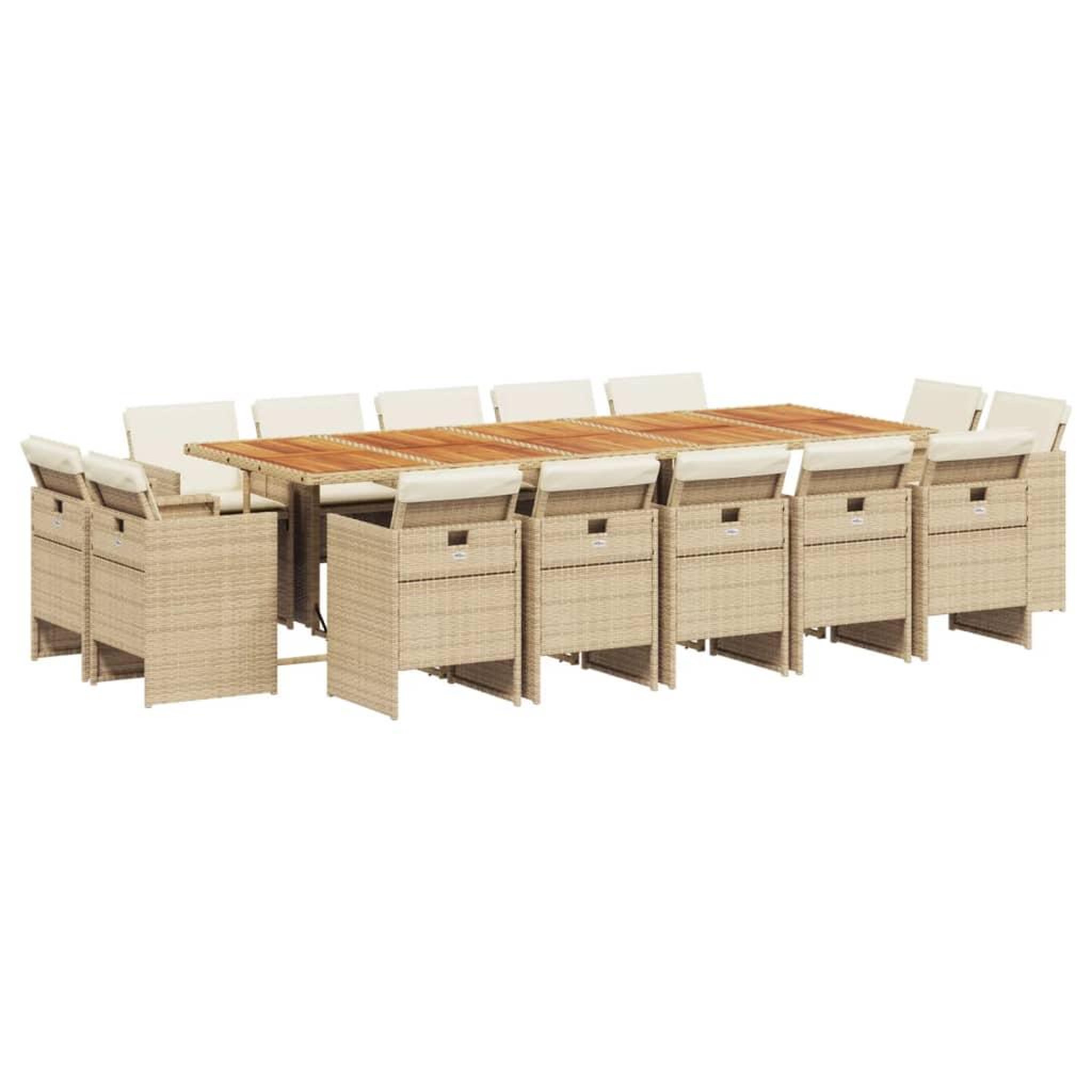 Voir la diapositive 2 : VIDAXL Ensemble a manger de jardin et coussins 15 pcs beige