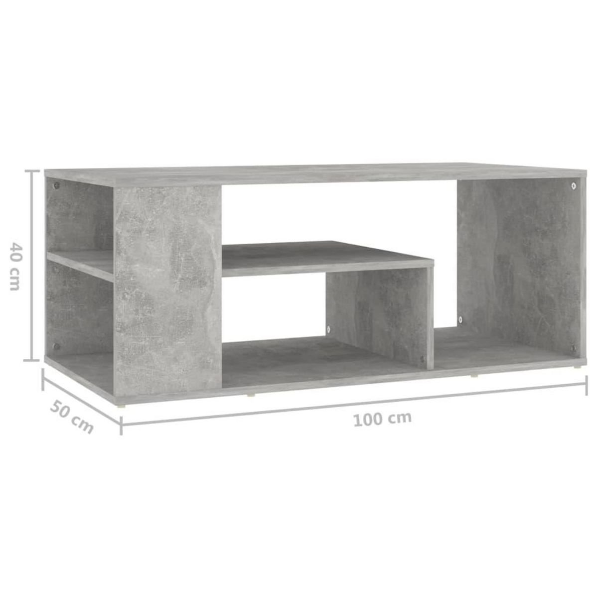 VIDAXL Table basse gris beton 100x50x40 cm bois d'ingenierie