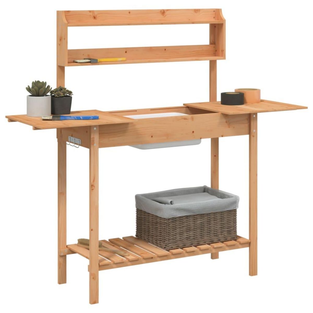 VIDAXL Table de rempotage avec evier marron bois massif de sapin