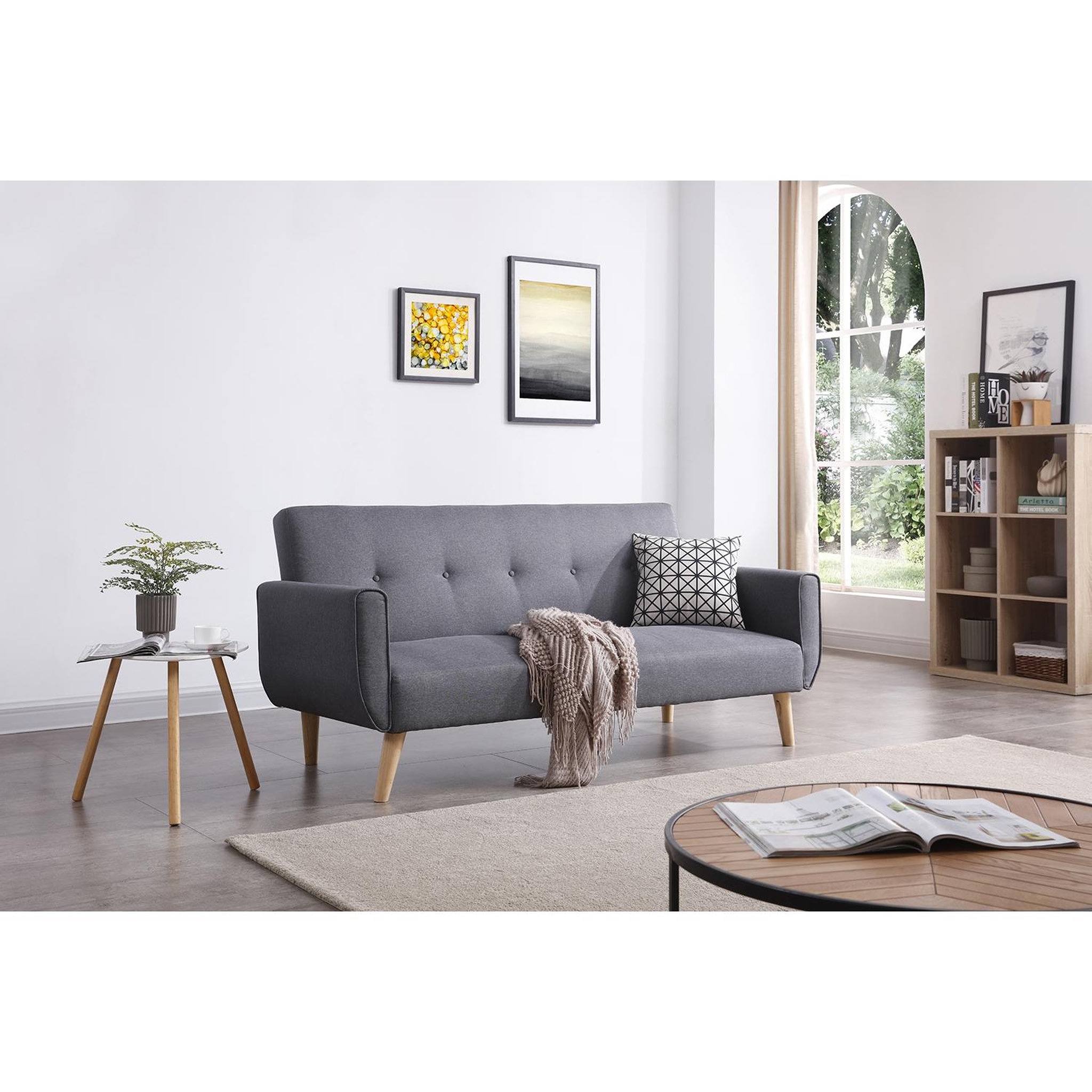 Voir la diapositive 6 : CONCEPT USINE Canapé scandinave convertible 3 places gris malmo