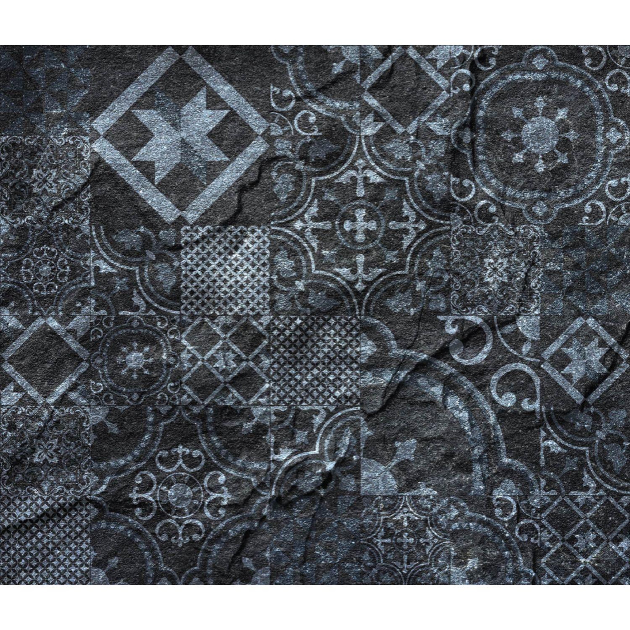 HABITABLE Crédence adhésive en alu imitation ardoise - l. 70 x l. 60 cm - noir