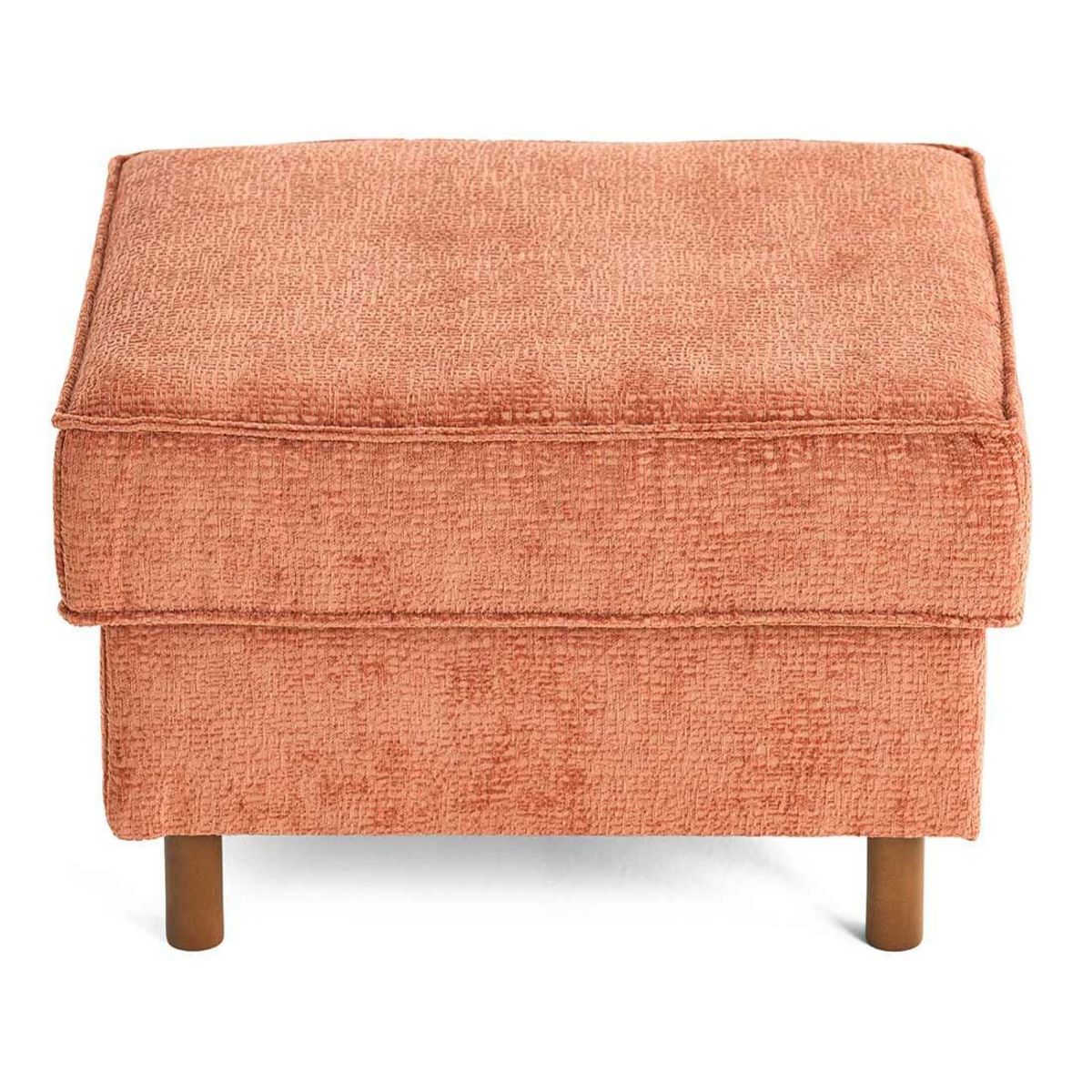 LISA DESIGN Jake - pouf en tissu velours relief - pieds en bois foncé