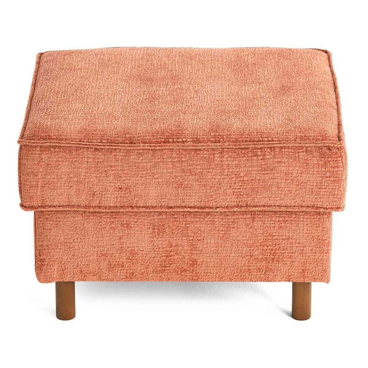 LISA DESIGN Jake - pouf en tissu velours relief - pieds en bois foncé