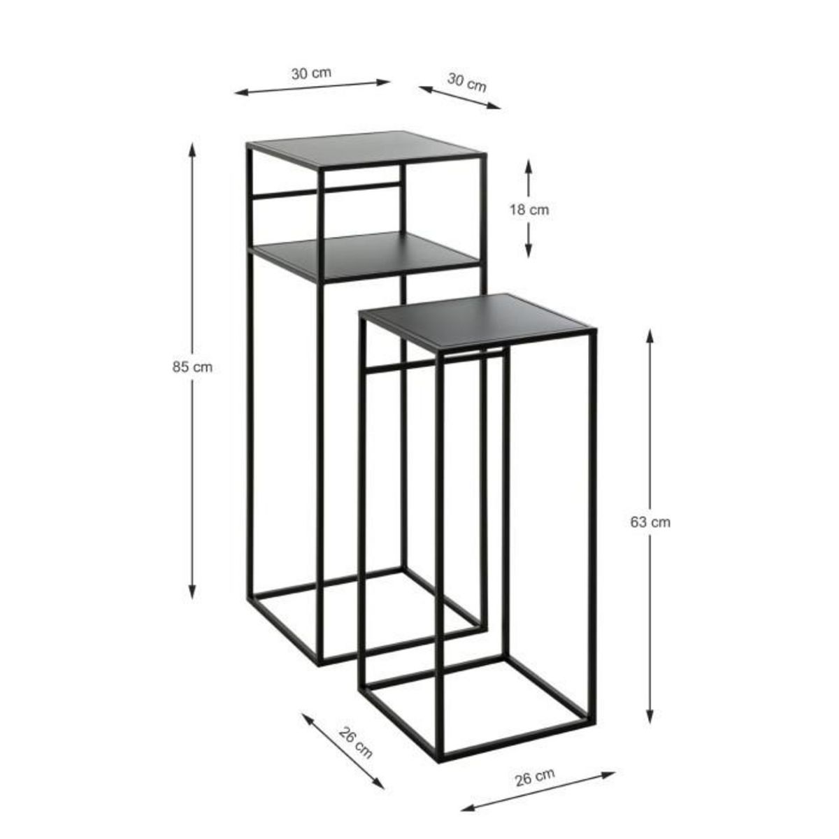 Paris Prix Lot de 2 Tables d'Appoint Design  Mino  85cm Noir