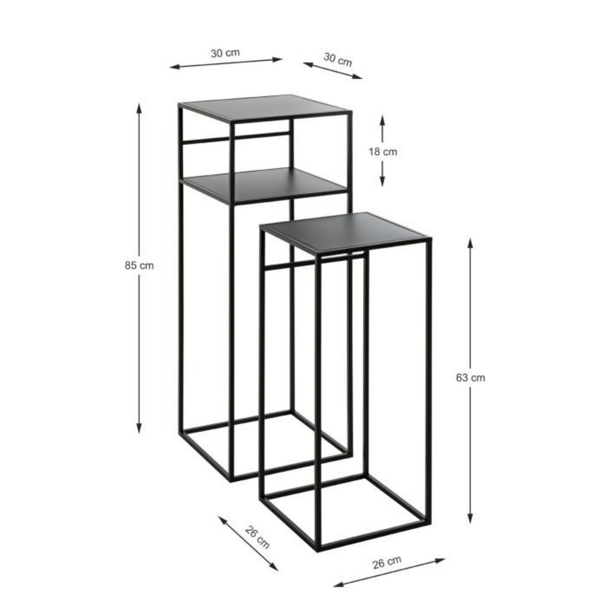 Paris Prix Lot de 2 Tables d'Appoint Design  Mino  85cm Noir