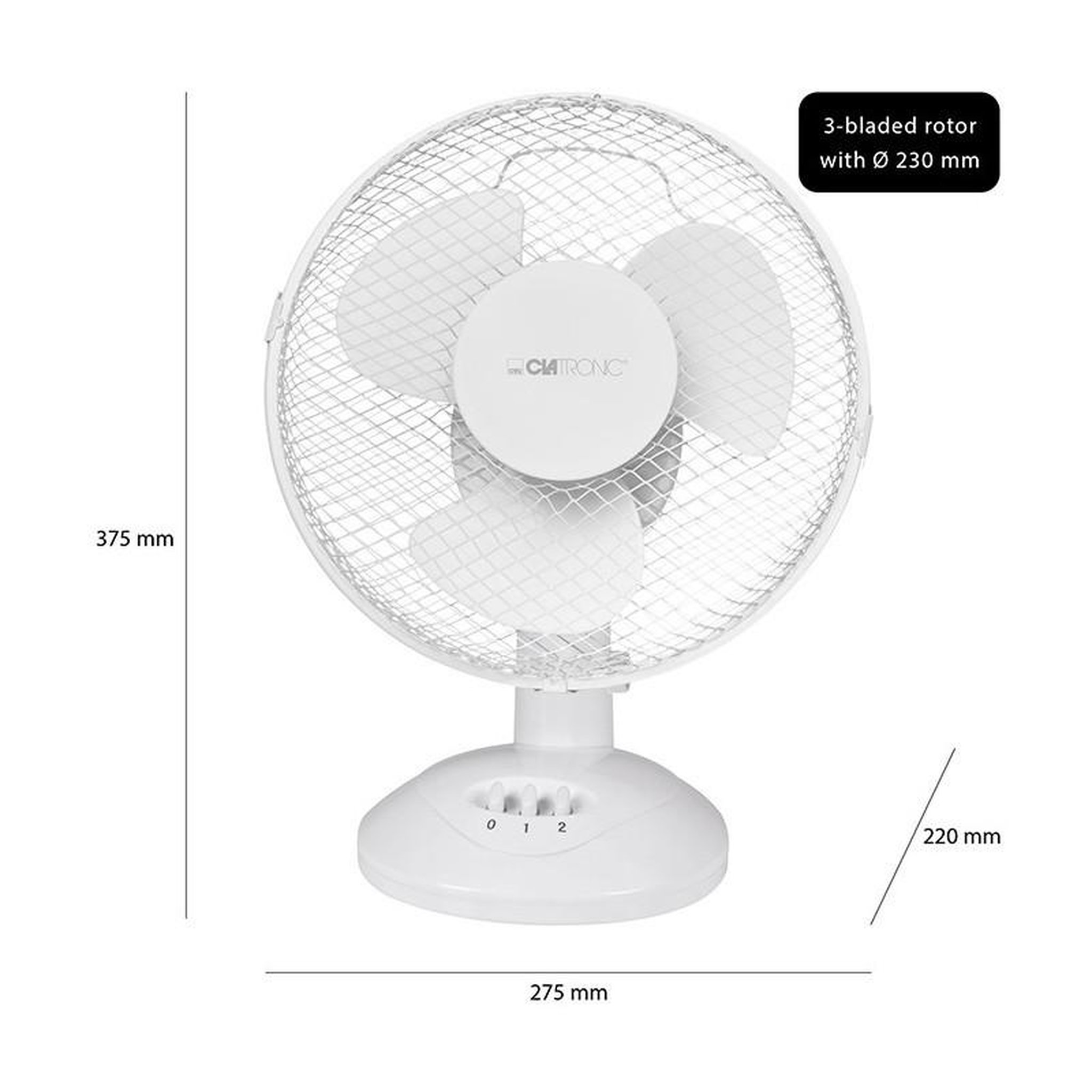 Voir la diapositive 3 : CLATRONIC Ventilateur De Table Blanc Vl 3601 Clatronic