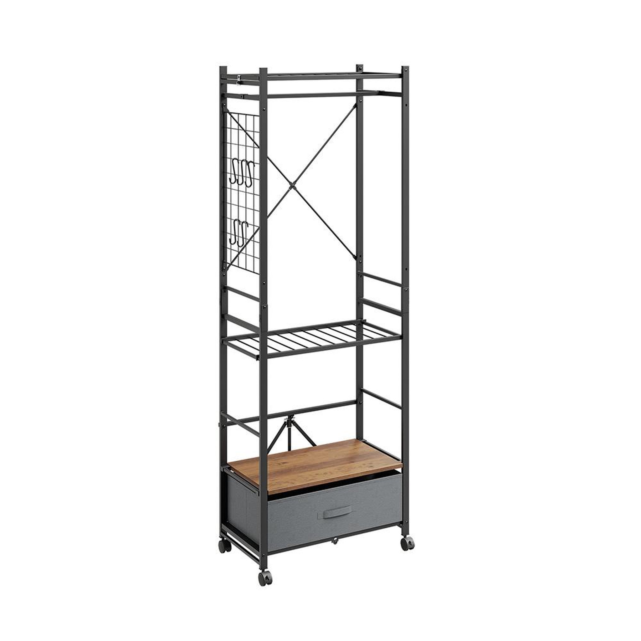 SOBUY Porte-manteaux sur roulettes Gris foncé 60x32x175 cm KLS23-SCH