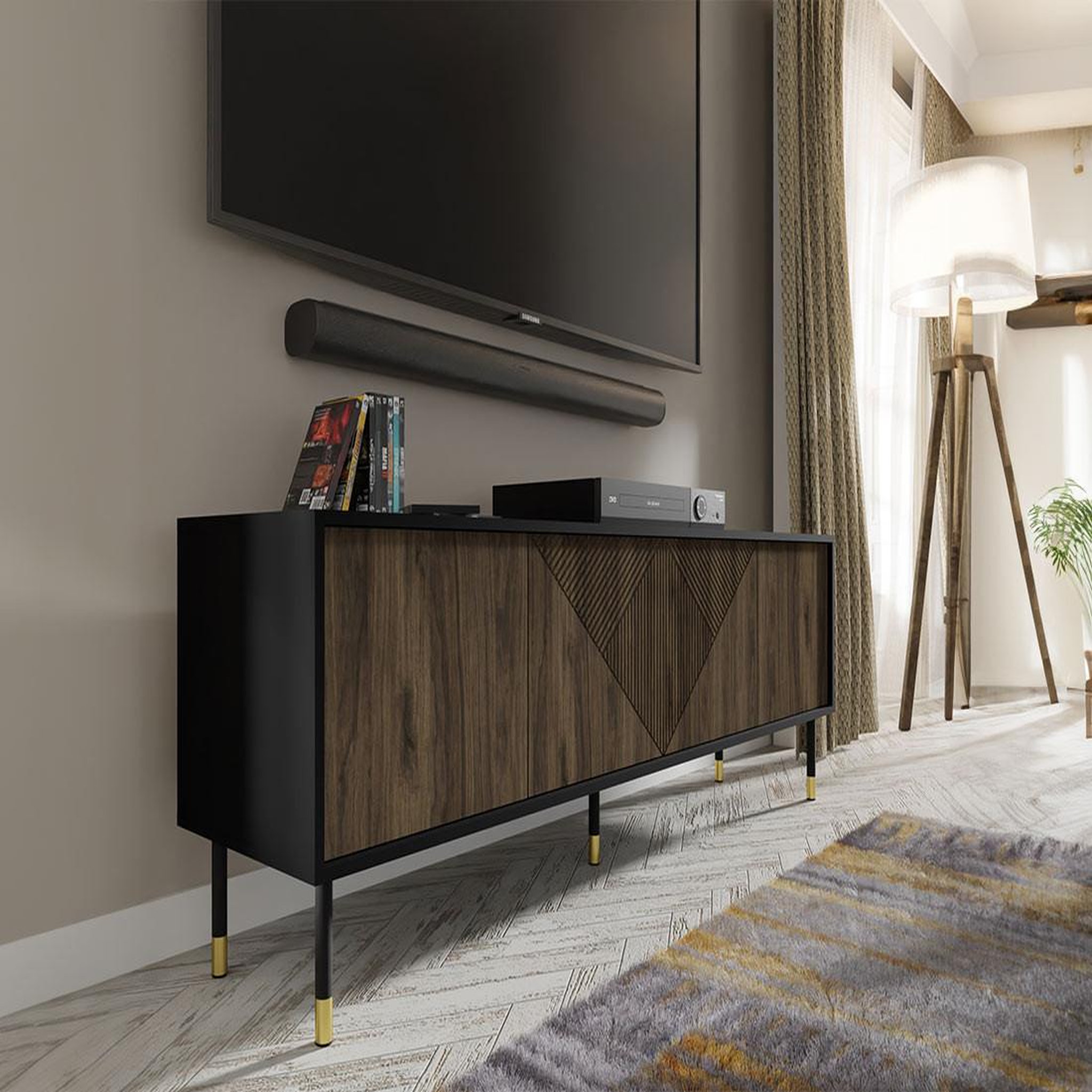 Voir la diapositive 3 : BEST MOBILIER Kirua - meuble tv - 4 portes - 180 cm