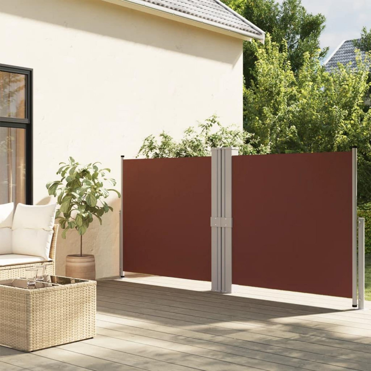 VIDAXL Auvent lateral retractable Marron 140x1200 cm