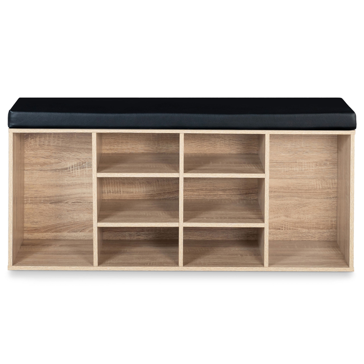 ID MARKET Banc d'entrée chaussures avec coussin TEO bois façon hêtre